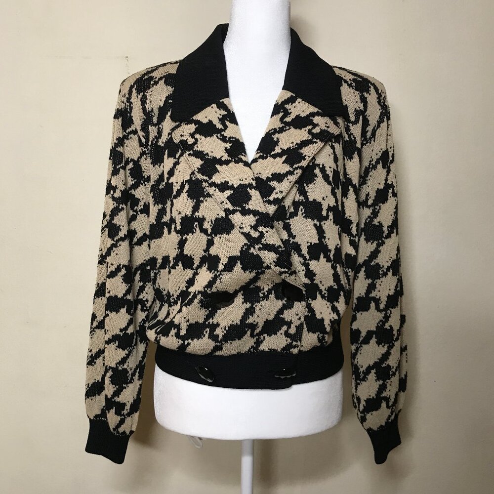 St. John for Saks Fifth Avenue Santana Knit Abstract Design Bomber Style Jacket